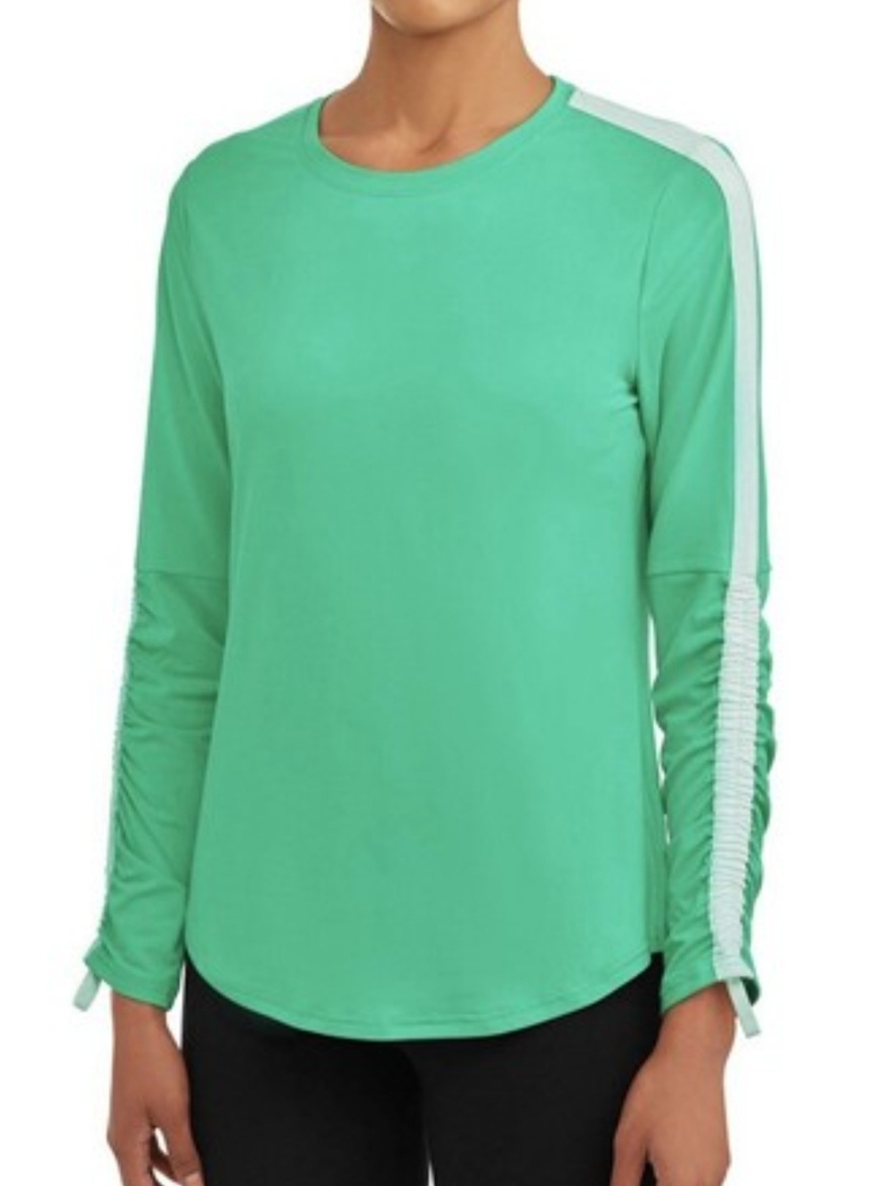 Avia Women's Performance Long Sleeve Crewneck Top XL Ruched Sleeves